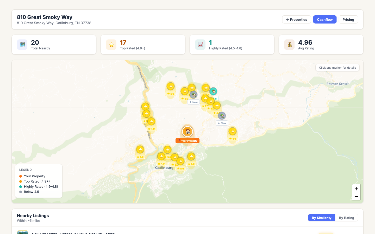Comparable listings map